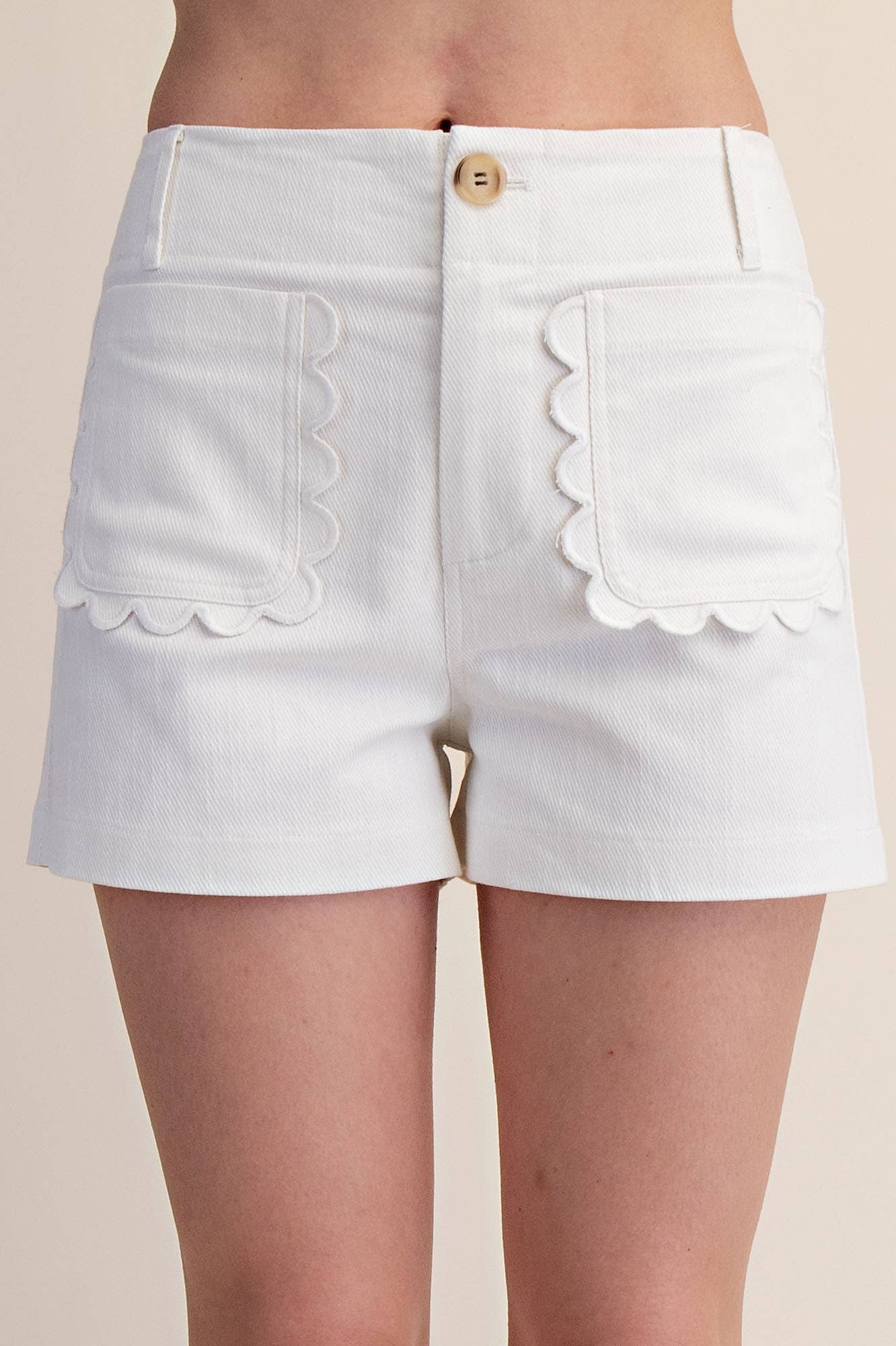 Colette Shorts Scallop Detail Pocket - Blue White, Red, Yellow or Pink