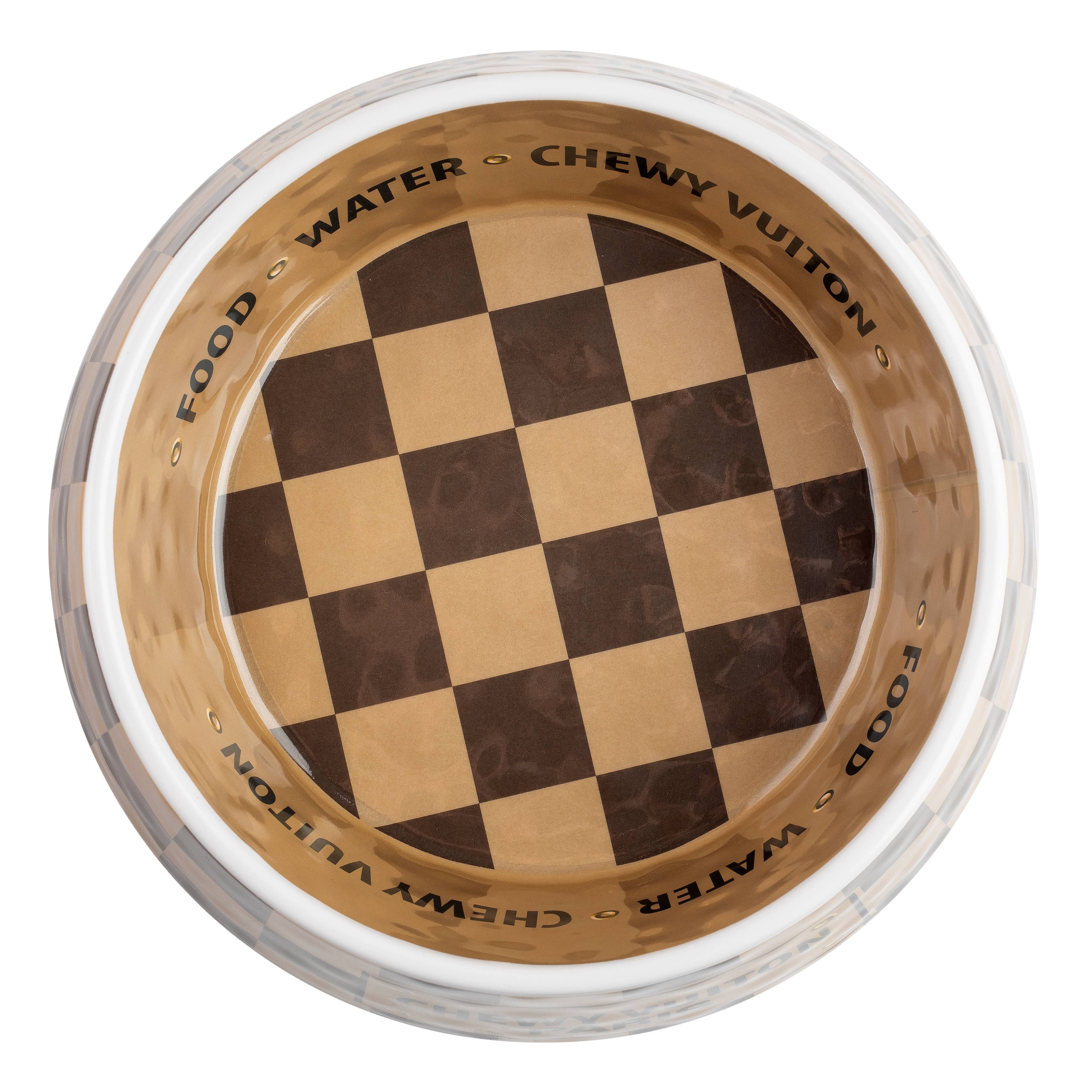 Tan Checker Chewy Vuiton Bowl