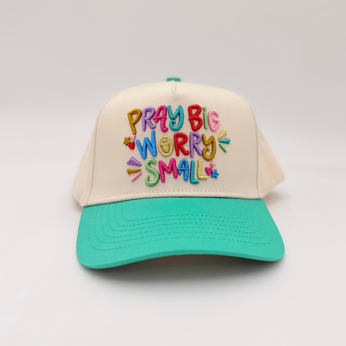 Pray Big Worry Small Embroidered Hat