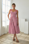 Striped Midi Dress with Embroidered Detail