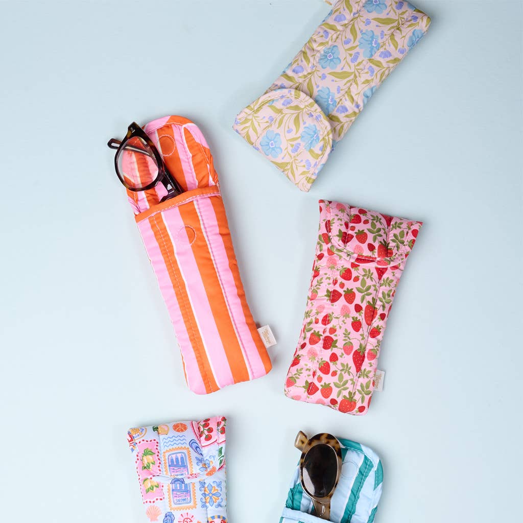 Puffy Sunglasses Case–Sicily Stripes Pink
