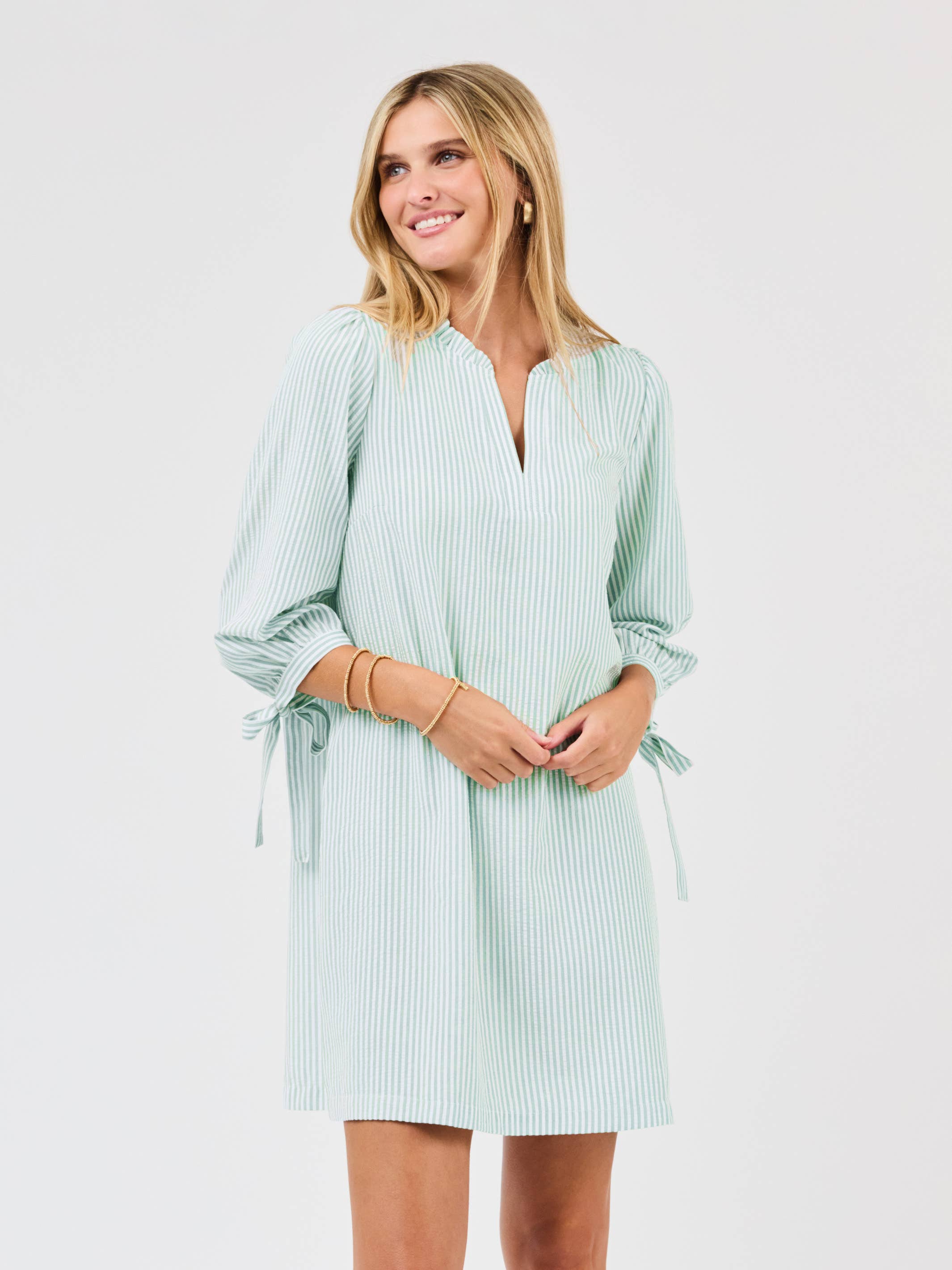 Lainey Dress | Seafoam/White