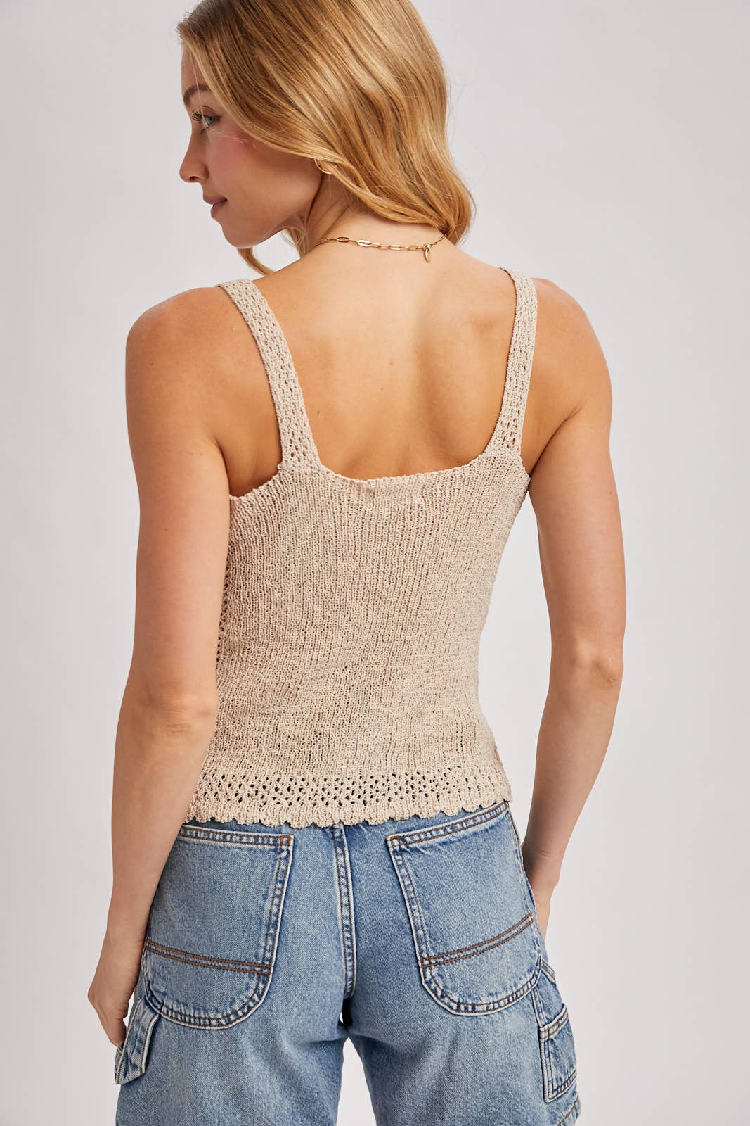 V-Neck Strap Knit Tank Top