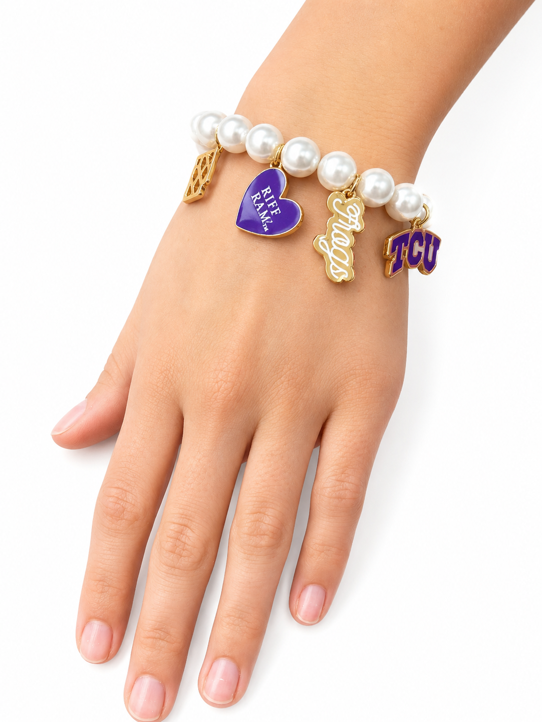 TCU Pearl Charm Bracelet