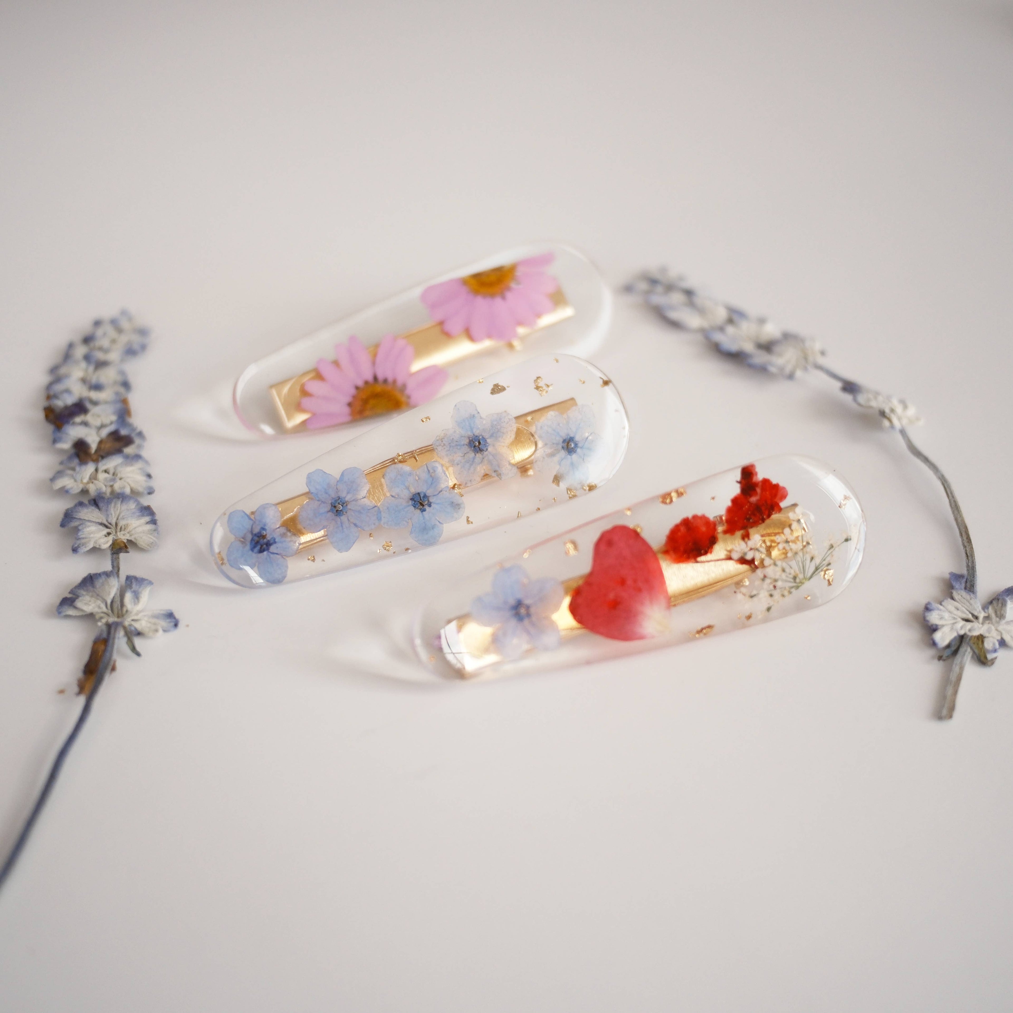 Flower Hair Clip - Real Pressed Flowers