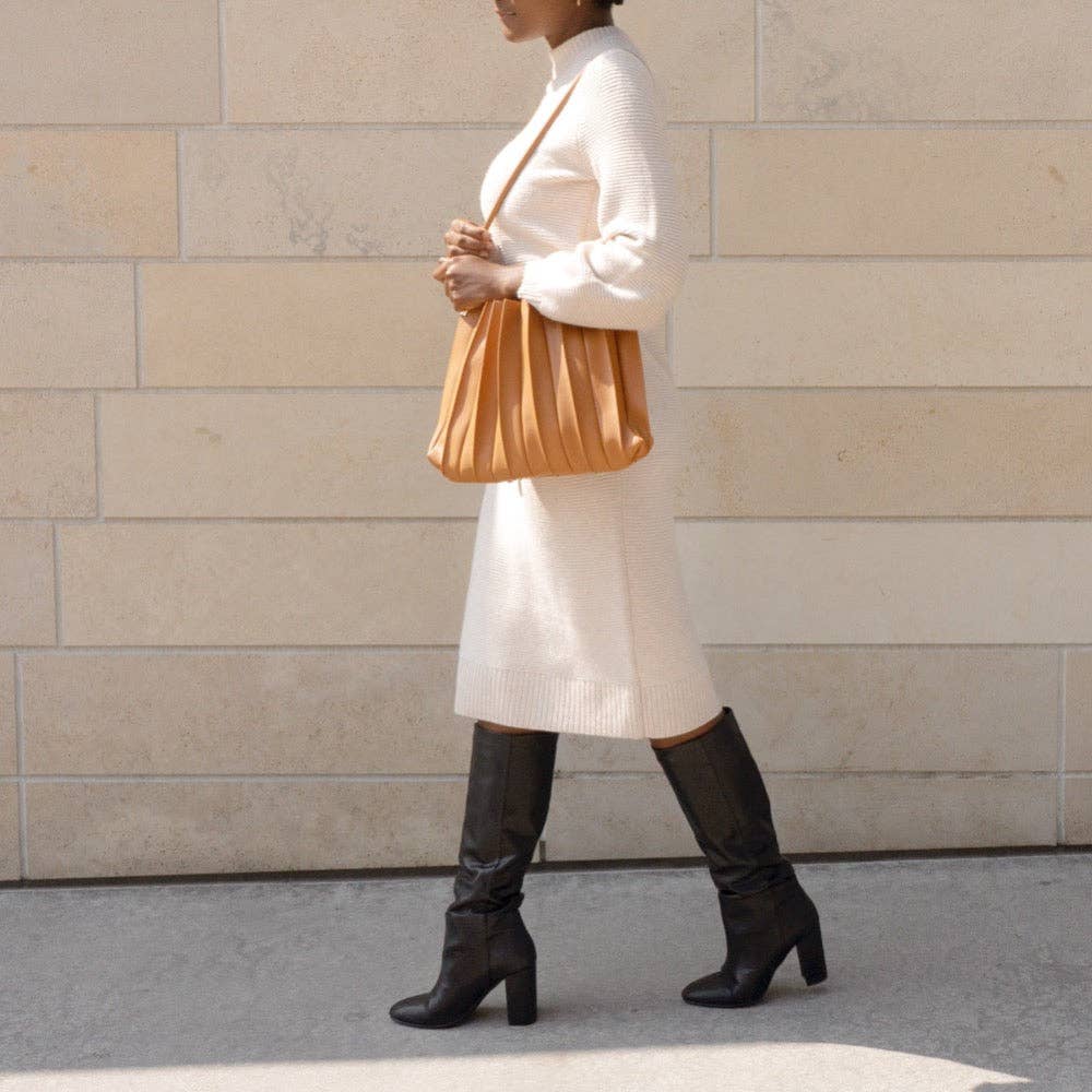 Carrie Tan Pleated Vegan Leather Shoulder Bag
