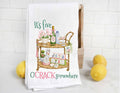 Bar Cart Mahjong It's Five O'Crack Somewhere Tea Towel