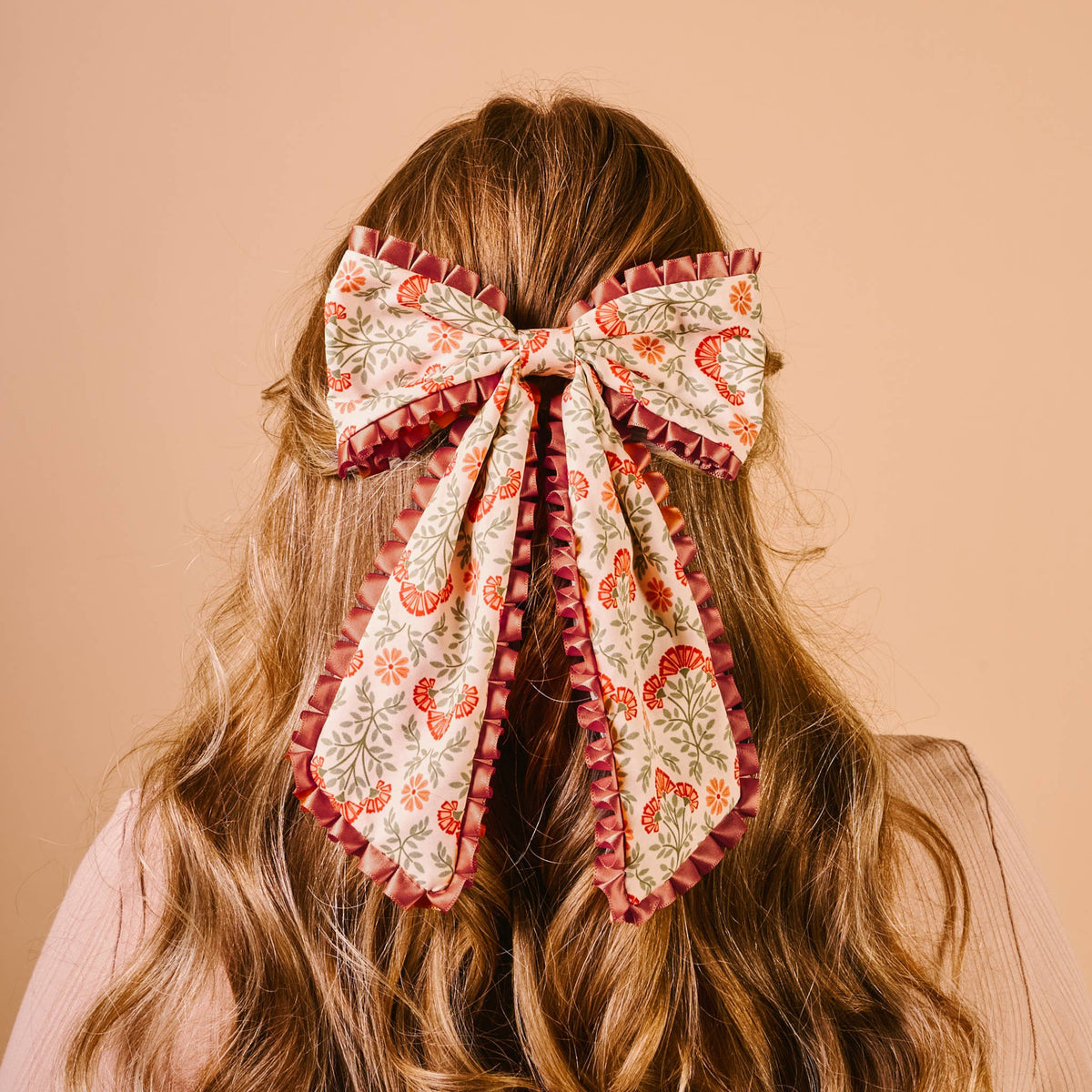Fancy Frills Hair Bow-Everbloom Dusty Rose