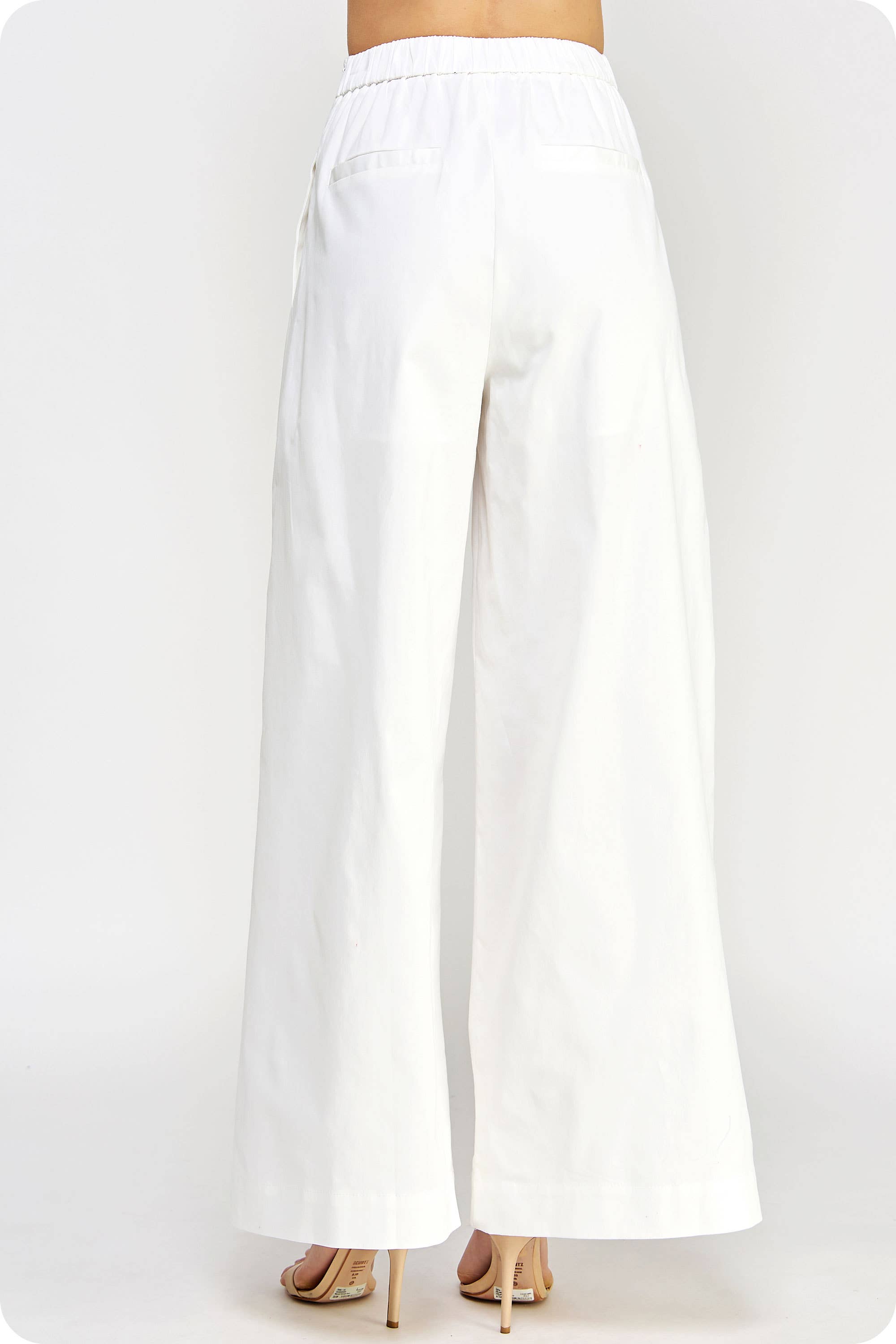 Pleat Detail Wide Leg Twill Pants