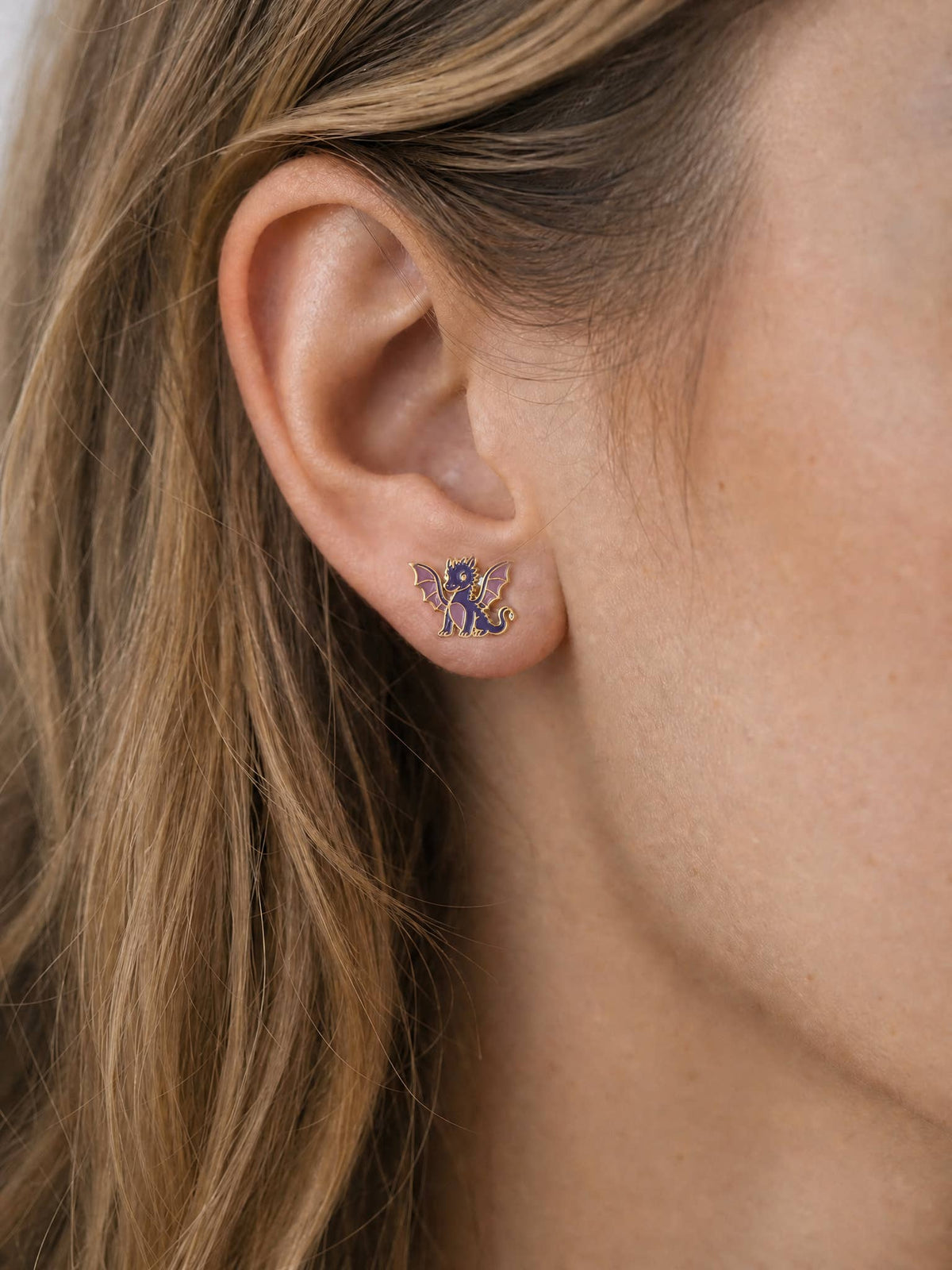Dragon & Fantasy Books Earring Studs, 18k Gold Plated