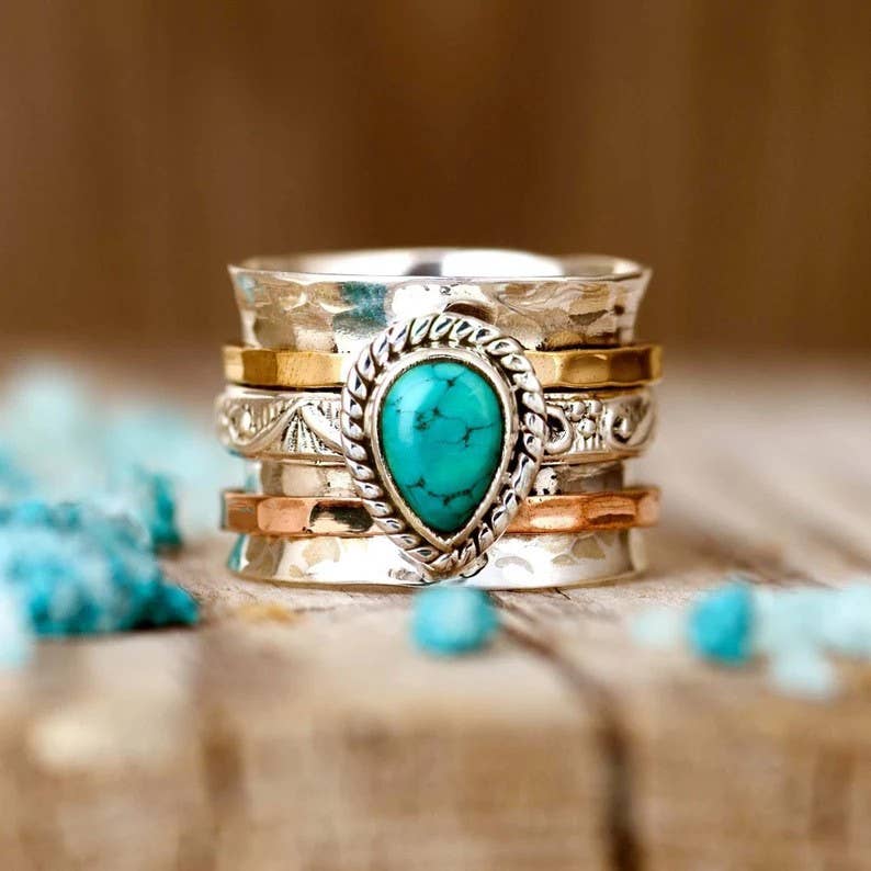 Teardrop Natural Stone Ring
