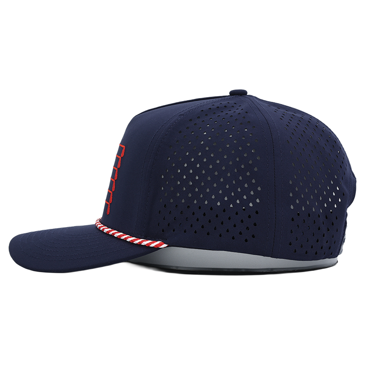 American Flag Rope Flat Bill Hat (Navy)