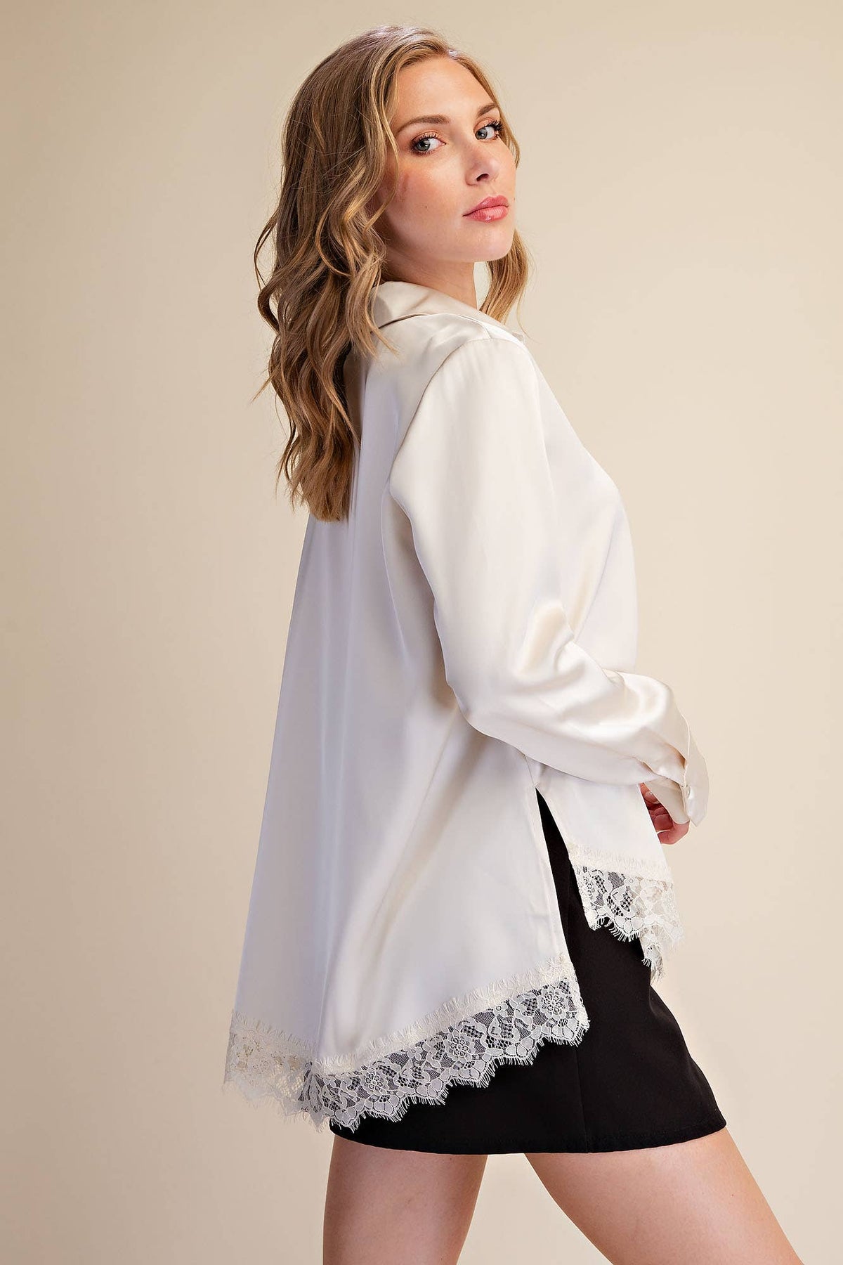 Lace Satin Effect Shirt