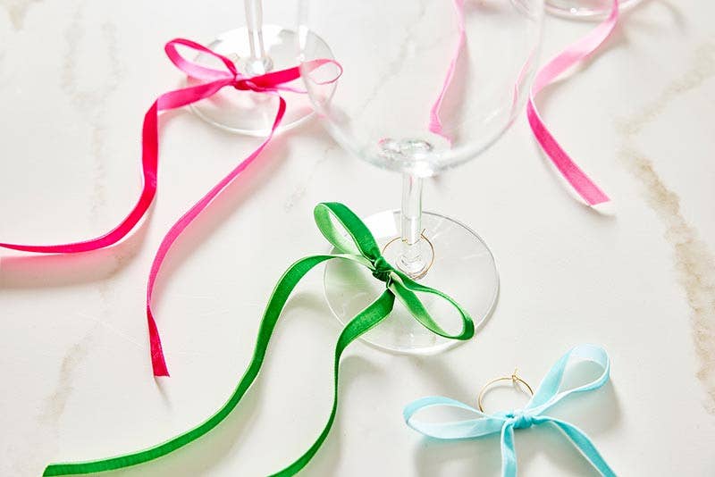 Velvet Bow Wine Charms - Palm Beach - Set of 6