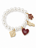 Texas A&M Pearl Charm Bracelet