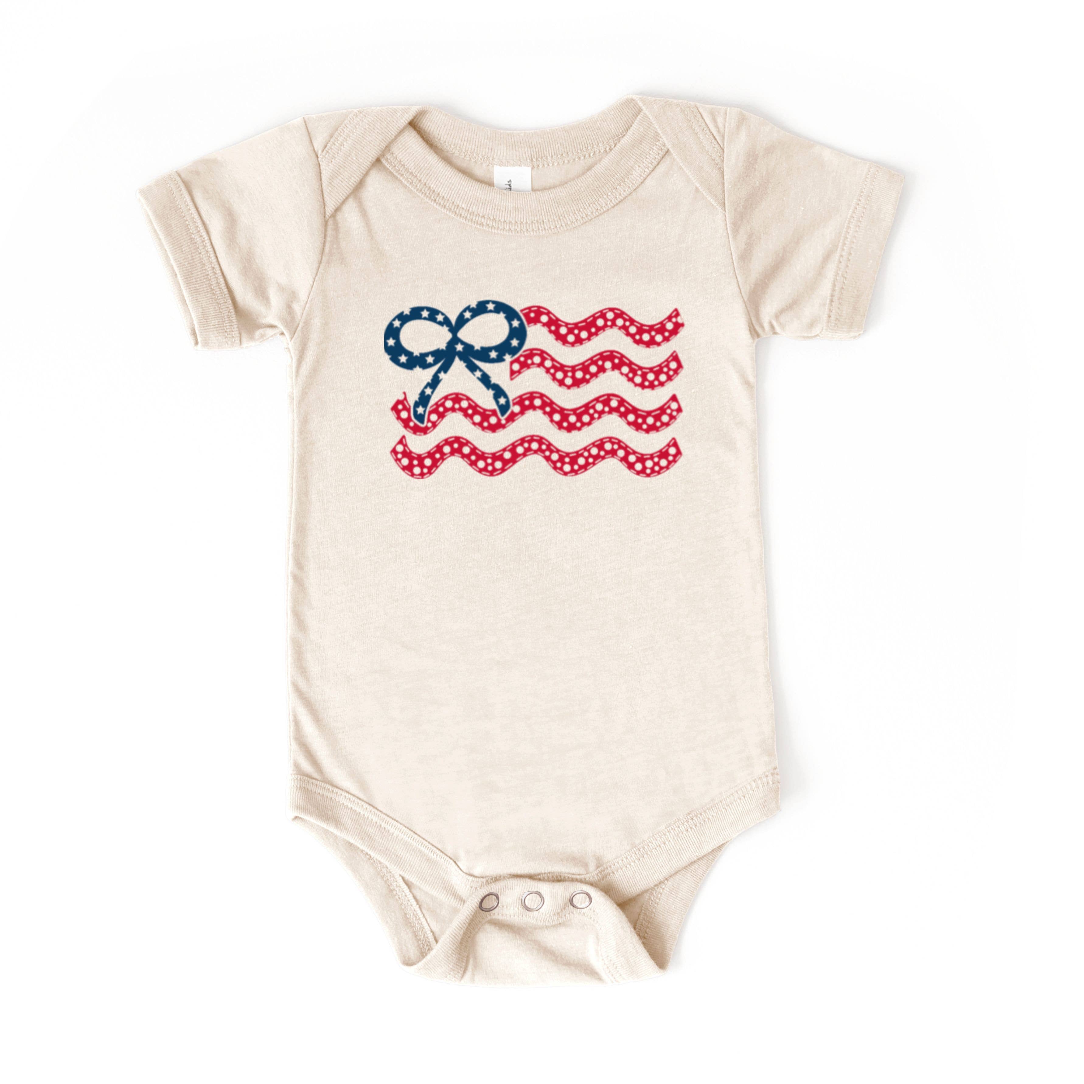Bow Flag Patriotic Baby Baby Bodysuit | 4th of July Baby
