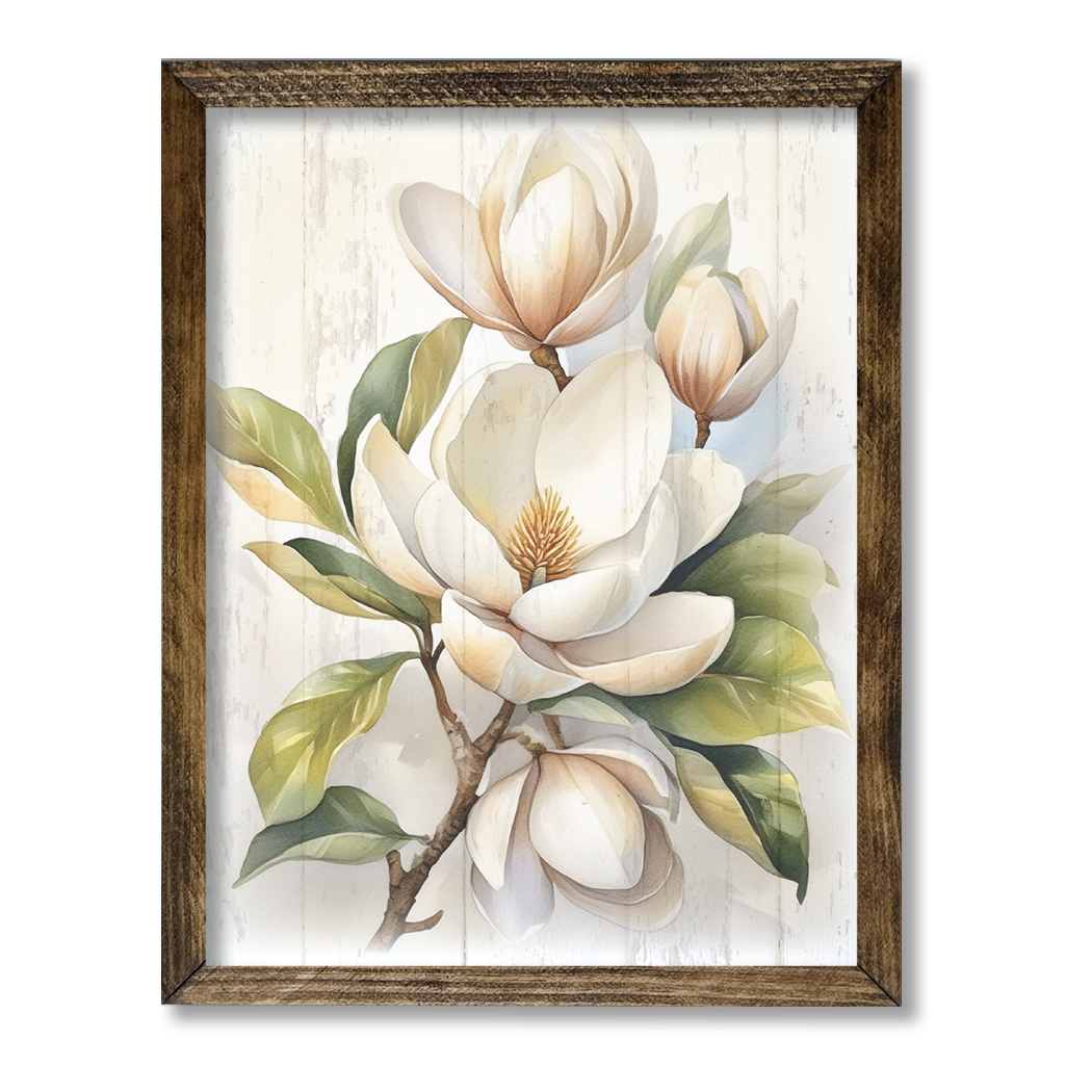 Timberland Frame Magnolia Flower Painting