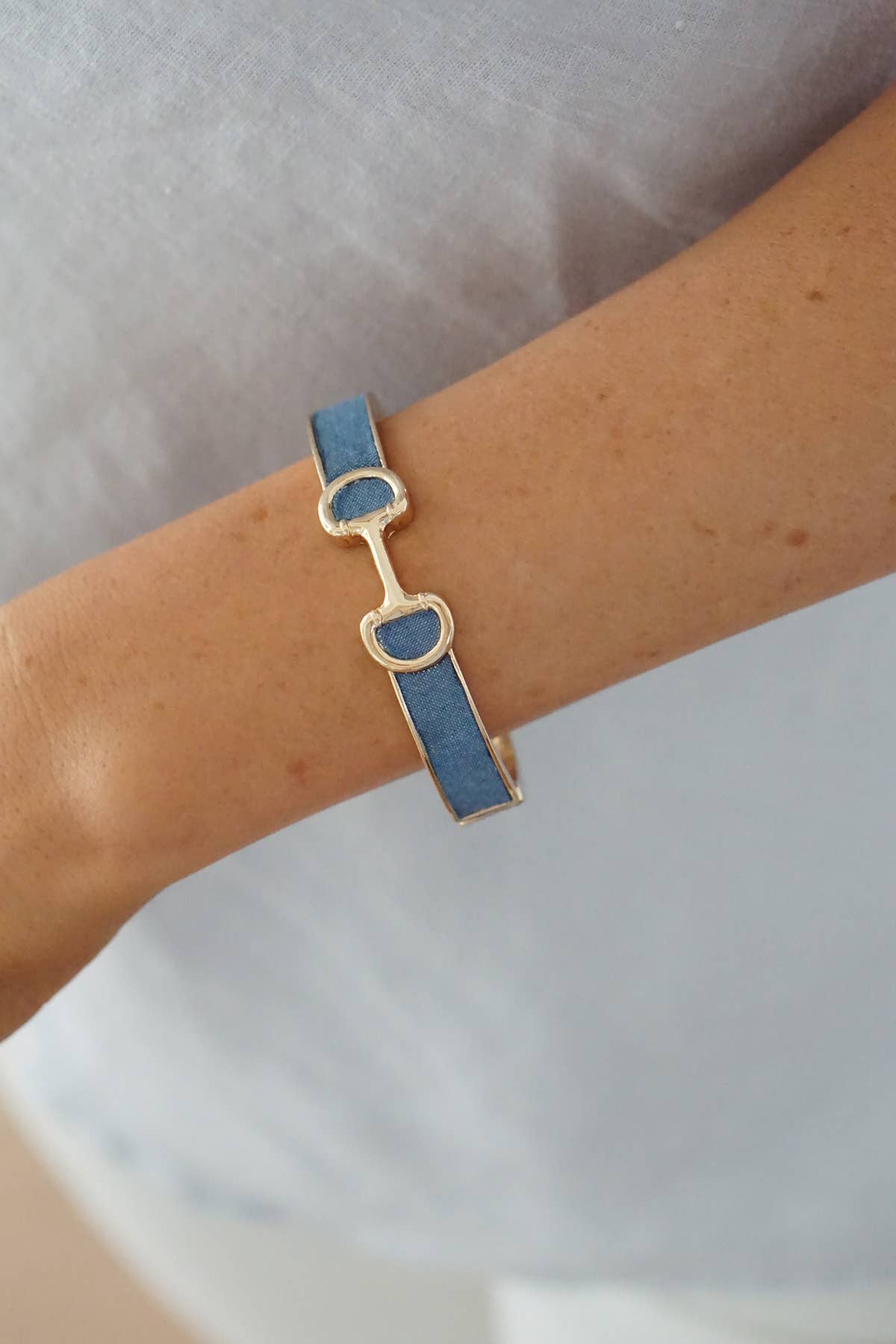 Majesty Denim Horsebit Hinge Bangle in Blue