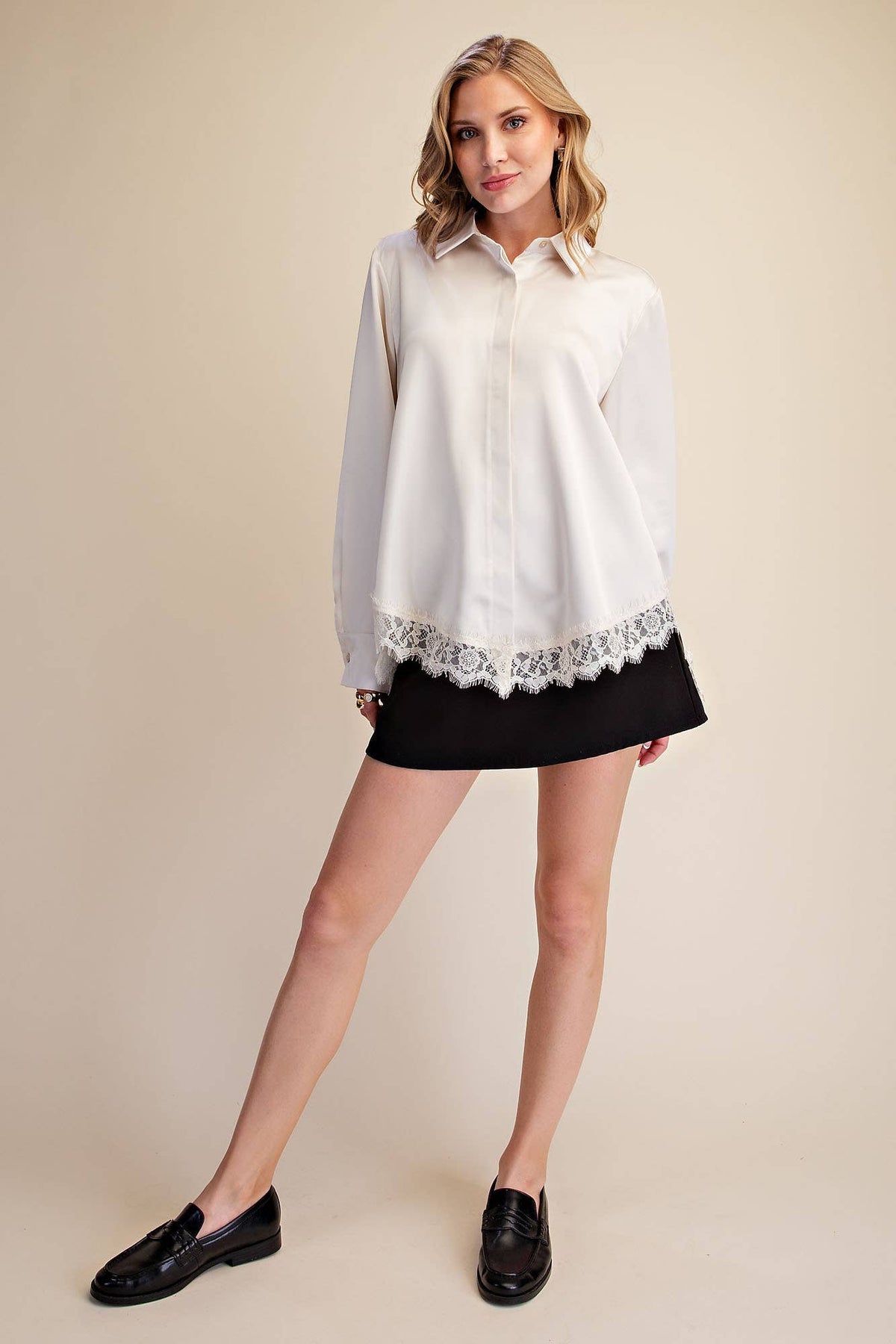Lace Satin Effect Shirt