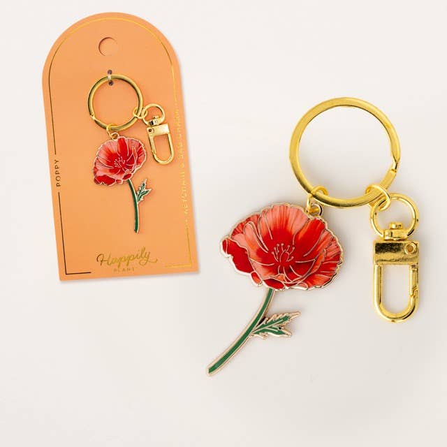 Red Poppy Keychain & Bag charm, Fall Gifts