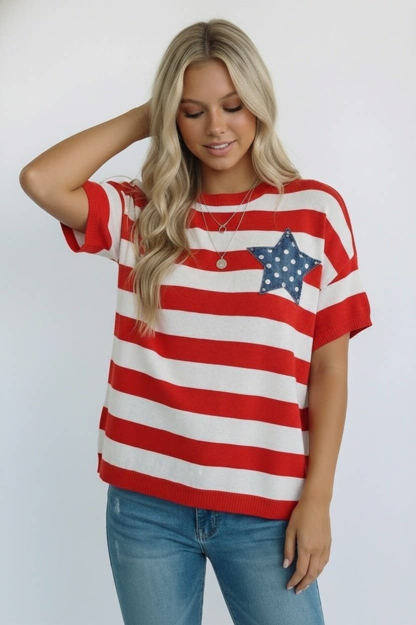 Stripe Star Patch Top