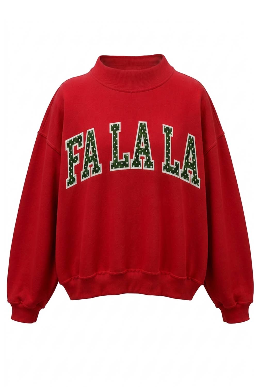 'FALALA' Applique Mock-Neck Sweatshirt