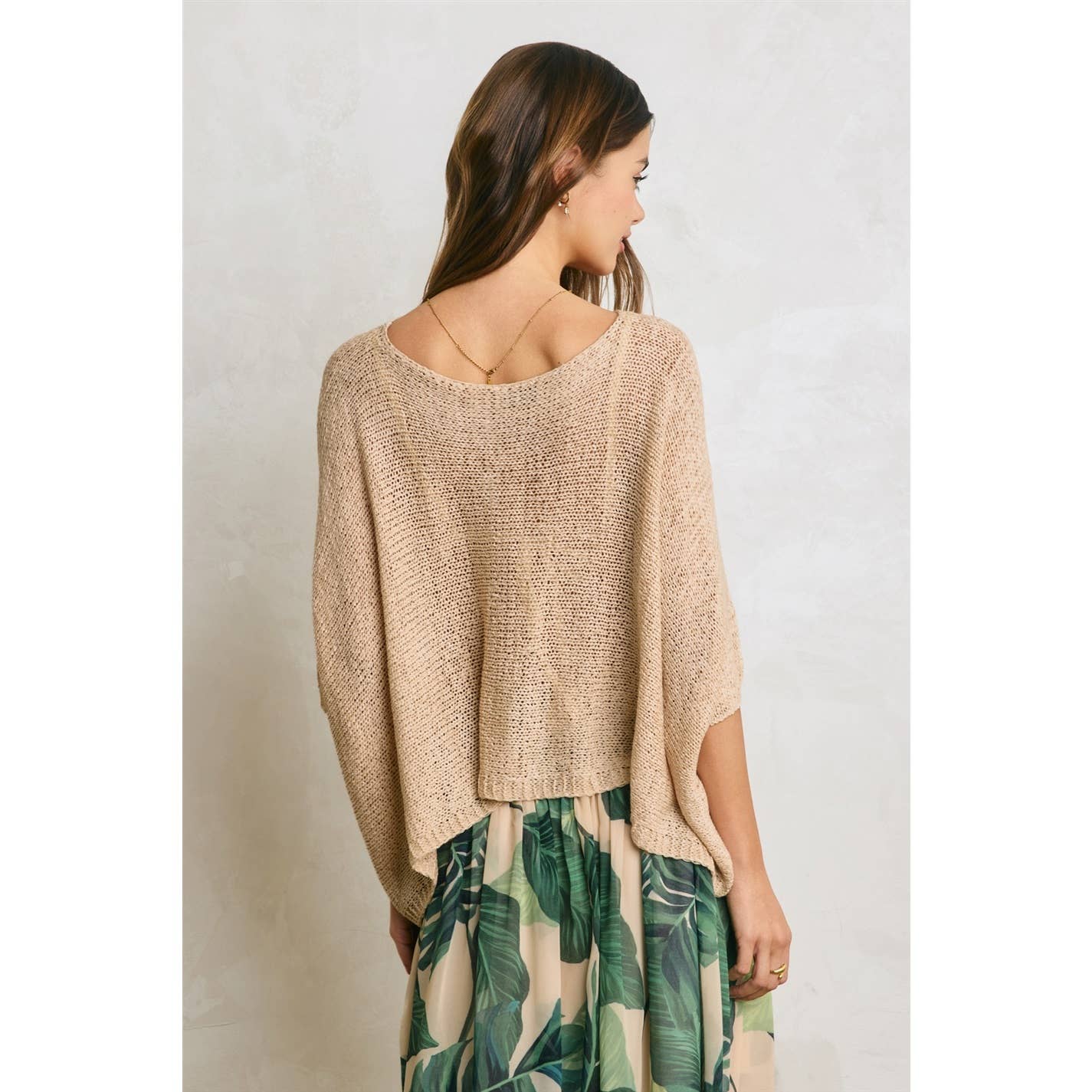 Cropped Pancho Knit Sweater Top