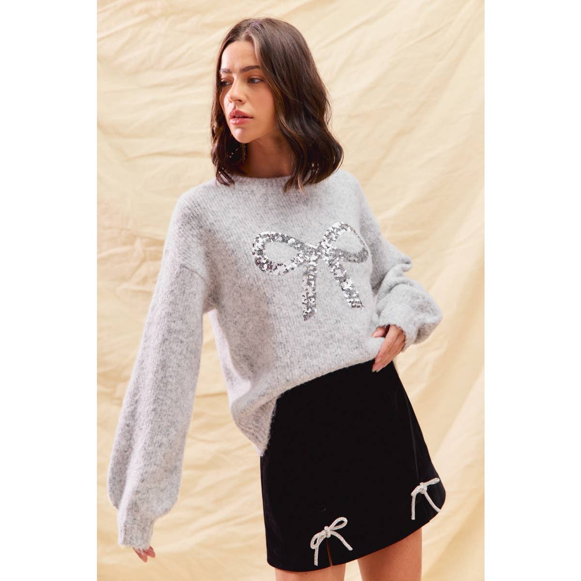 Ribbon Sequins Sweater
