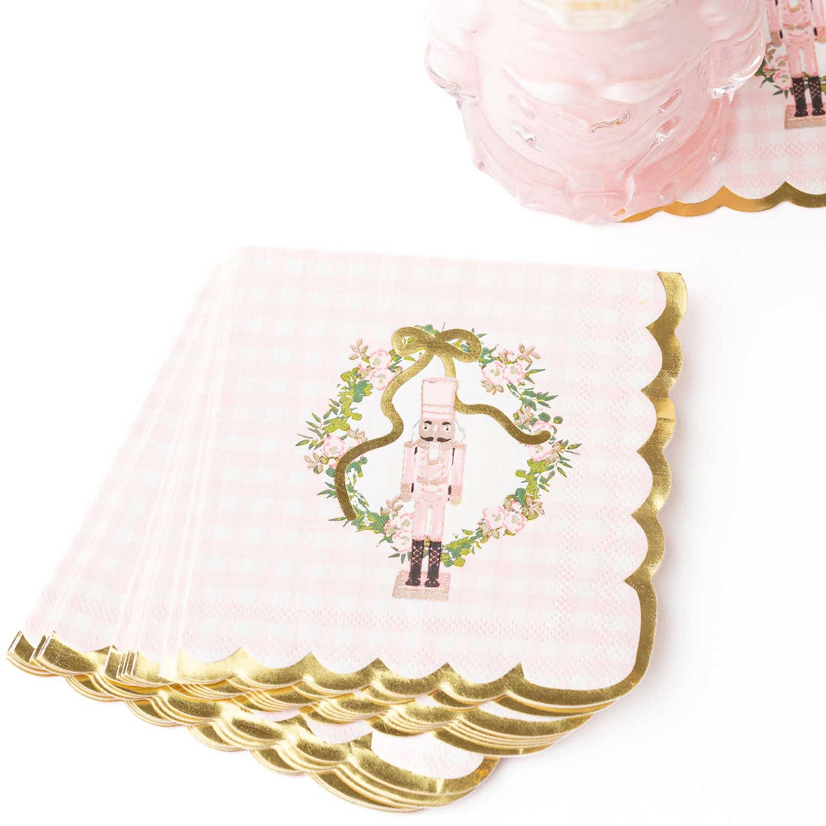 Sugarplum Gingham Paper Beverage Napkins, 16pk