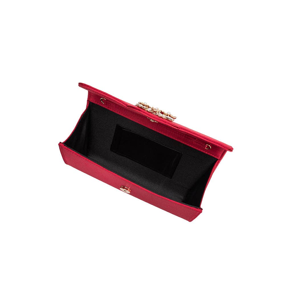 Elodie Red Satin Crossbody Bag