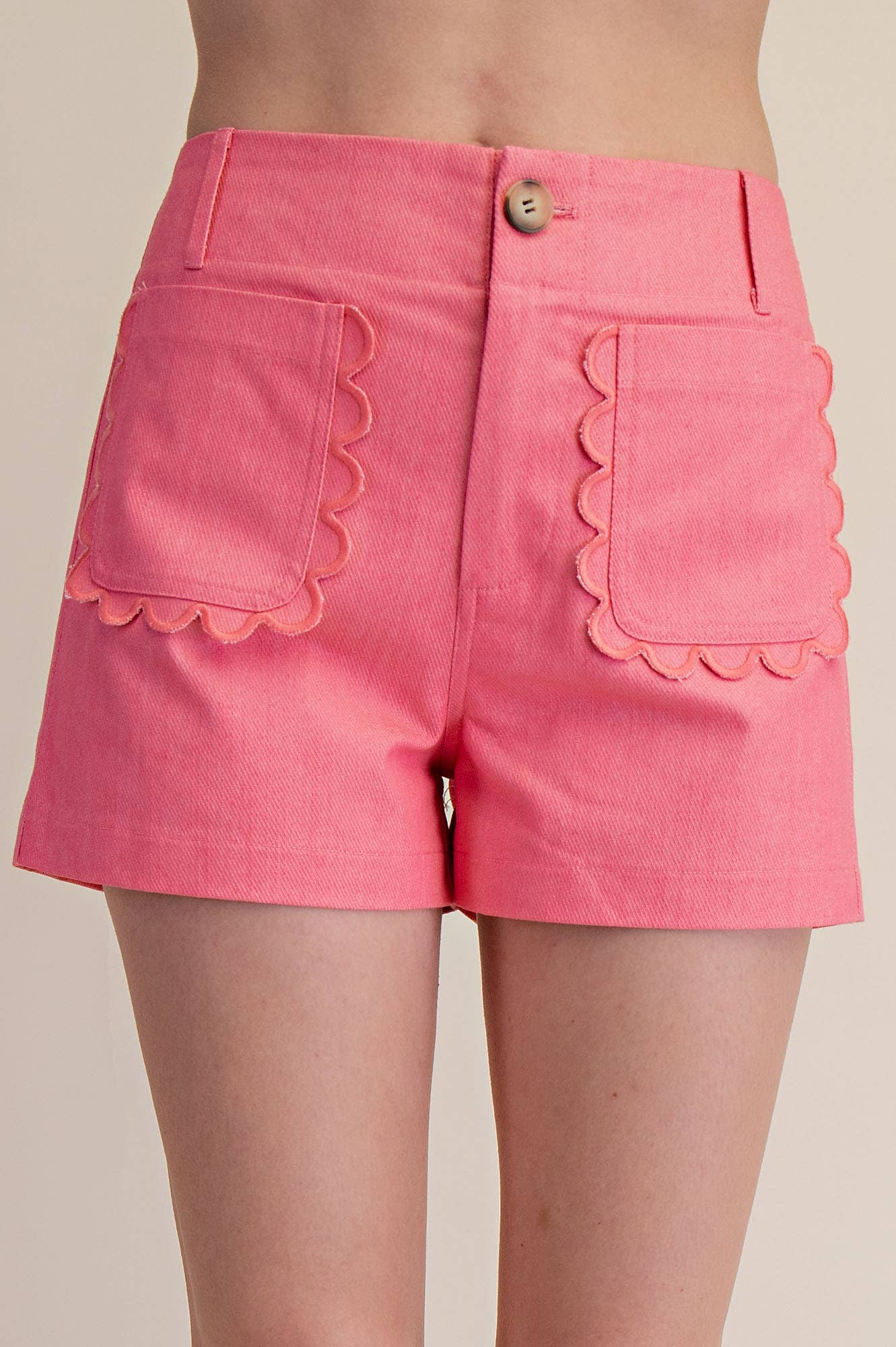 Colette Shorts Scallop Detail Pocket - Blue White, Red, Yellow or Pink