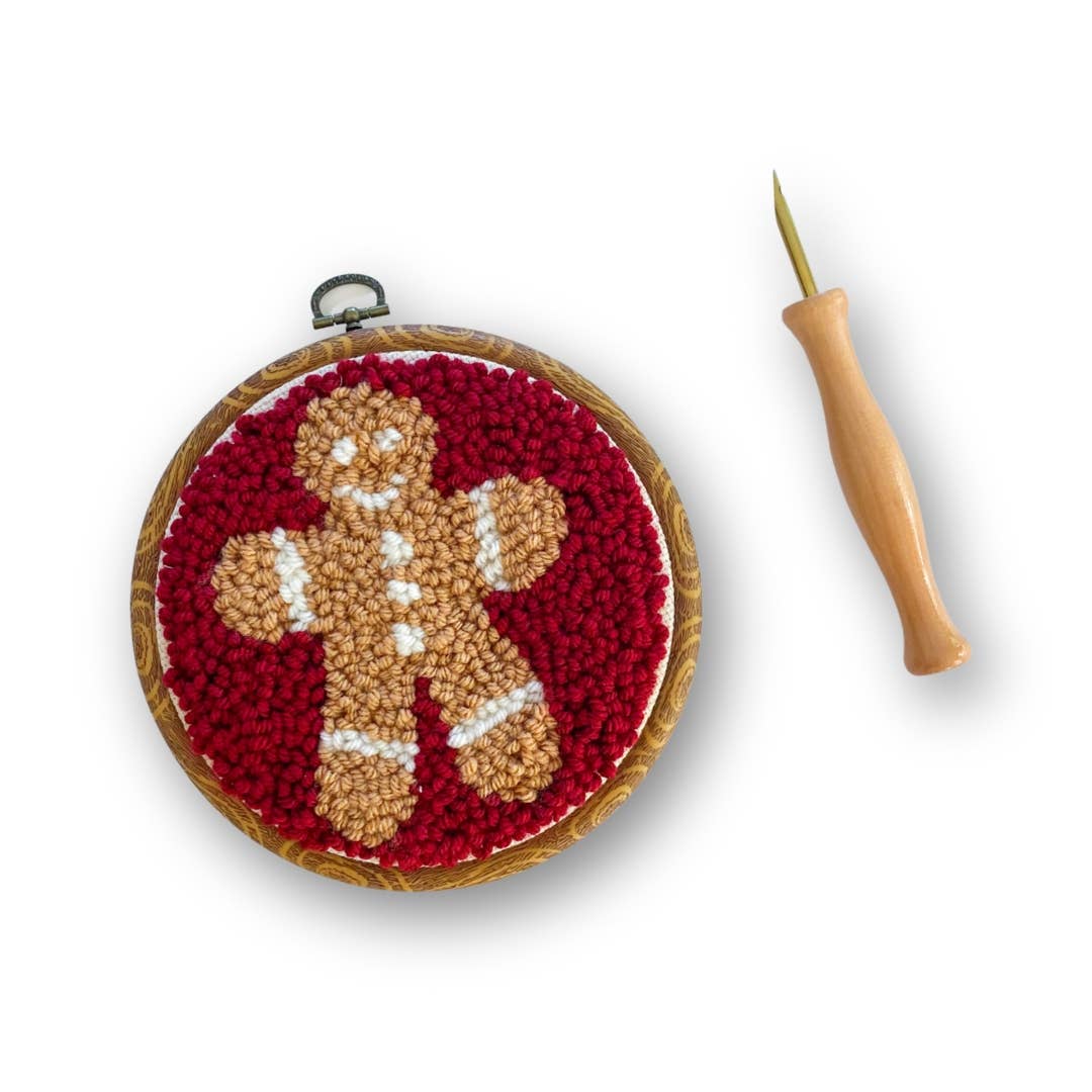 Red Gingerbread Man Punch Needle Kit