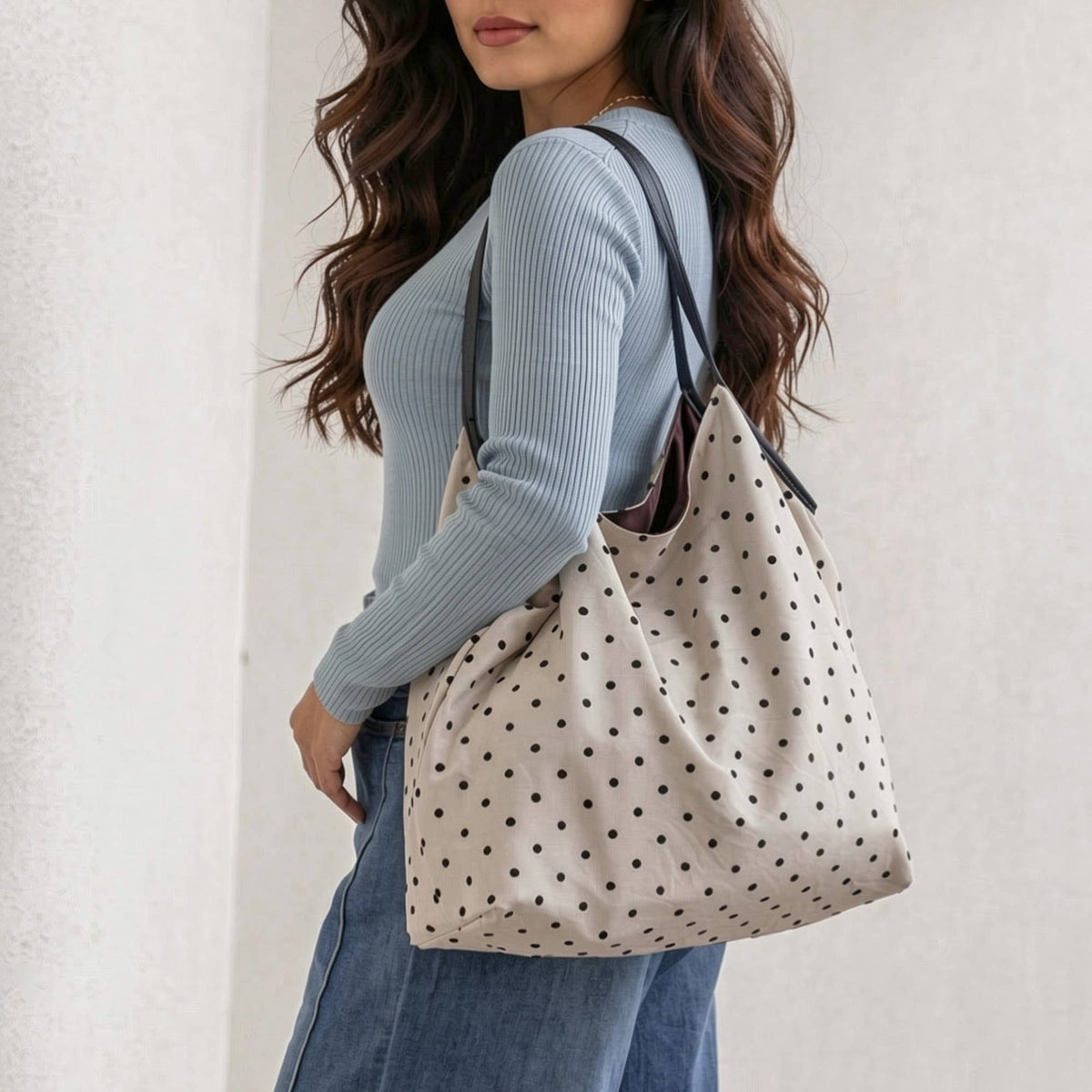 Cathy Ivory Polka Dot Tote Bag