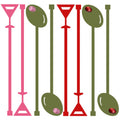 Martini and Olive Acrylic Drink Stirrer Swizzle Stix