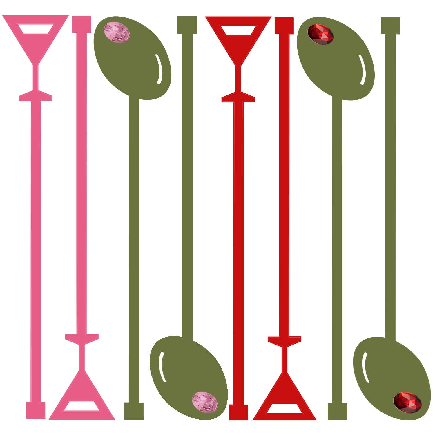 Martini and Olive Acrylic Drink Stirrer Swizzle Stix