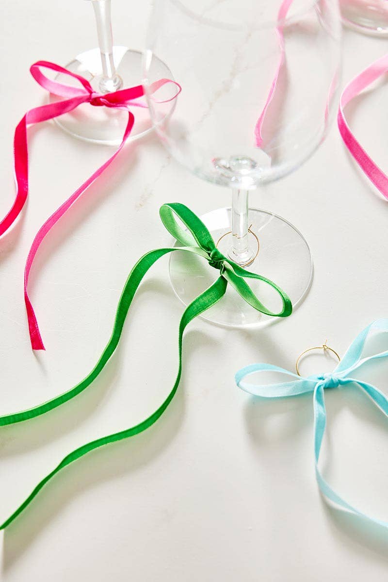 Velvet Bow Wine Charms - Palm Beach - Set of 6