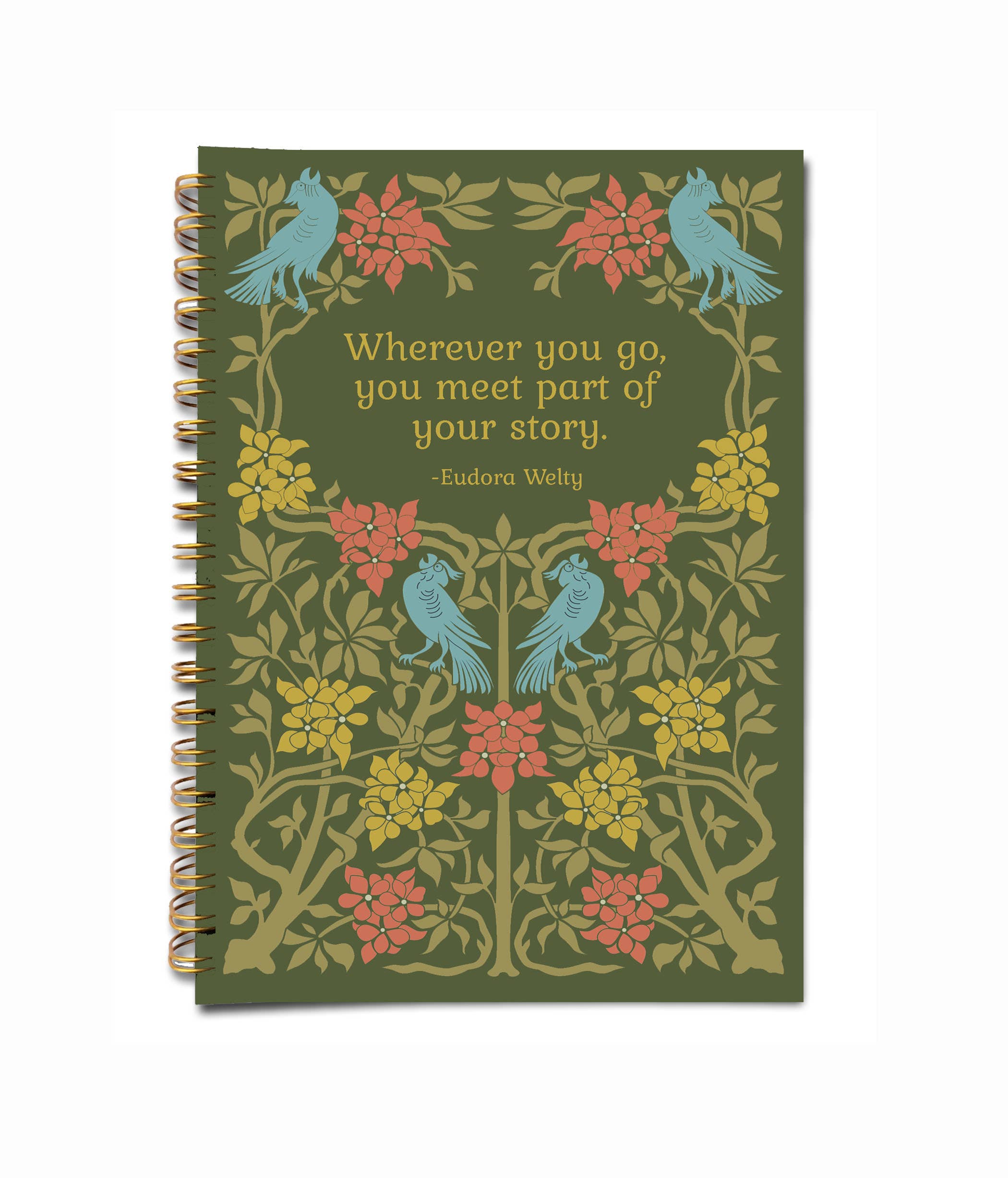 Eudora Welty Inspirational Quote Floral Handmade Notebook