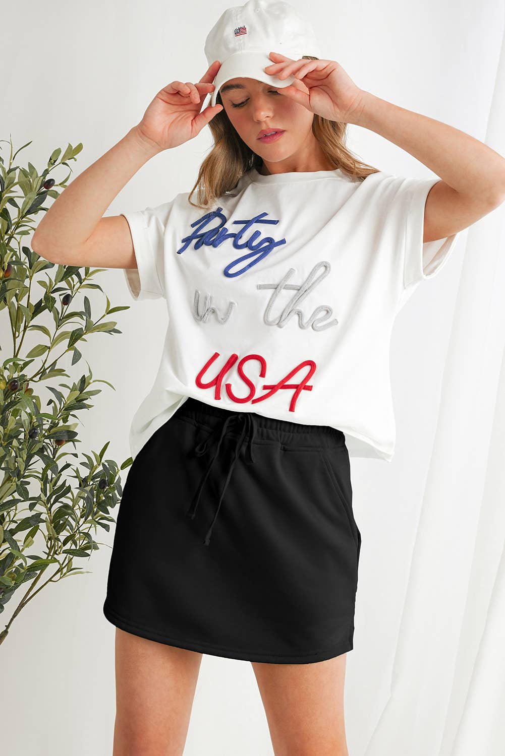Casual Drawstring Mini French Terry Skort | S-XL