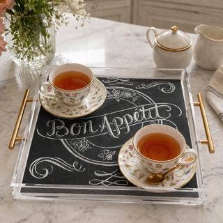 French Bistro Style Acrylic Tray Bon Appétit Deco 9x9 in