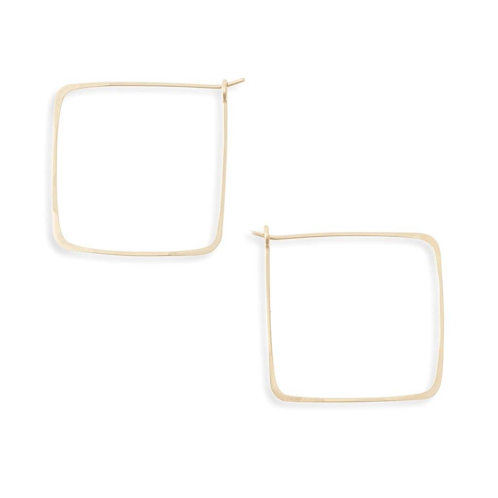 SQUARE Minimal Hoop Earrings Handmade in gold or silver
