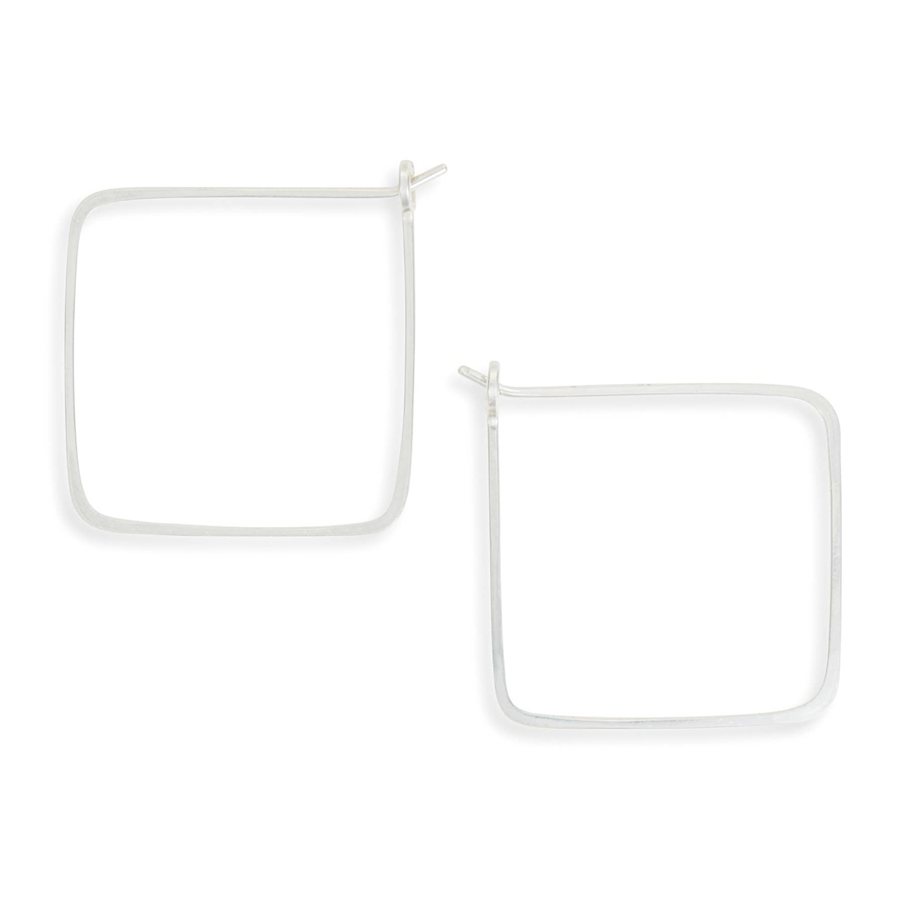 SQUARE Minimal Hoop Earrings Handmade in gold or silver