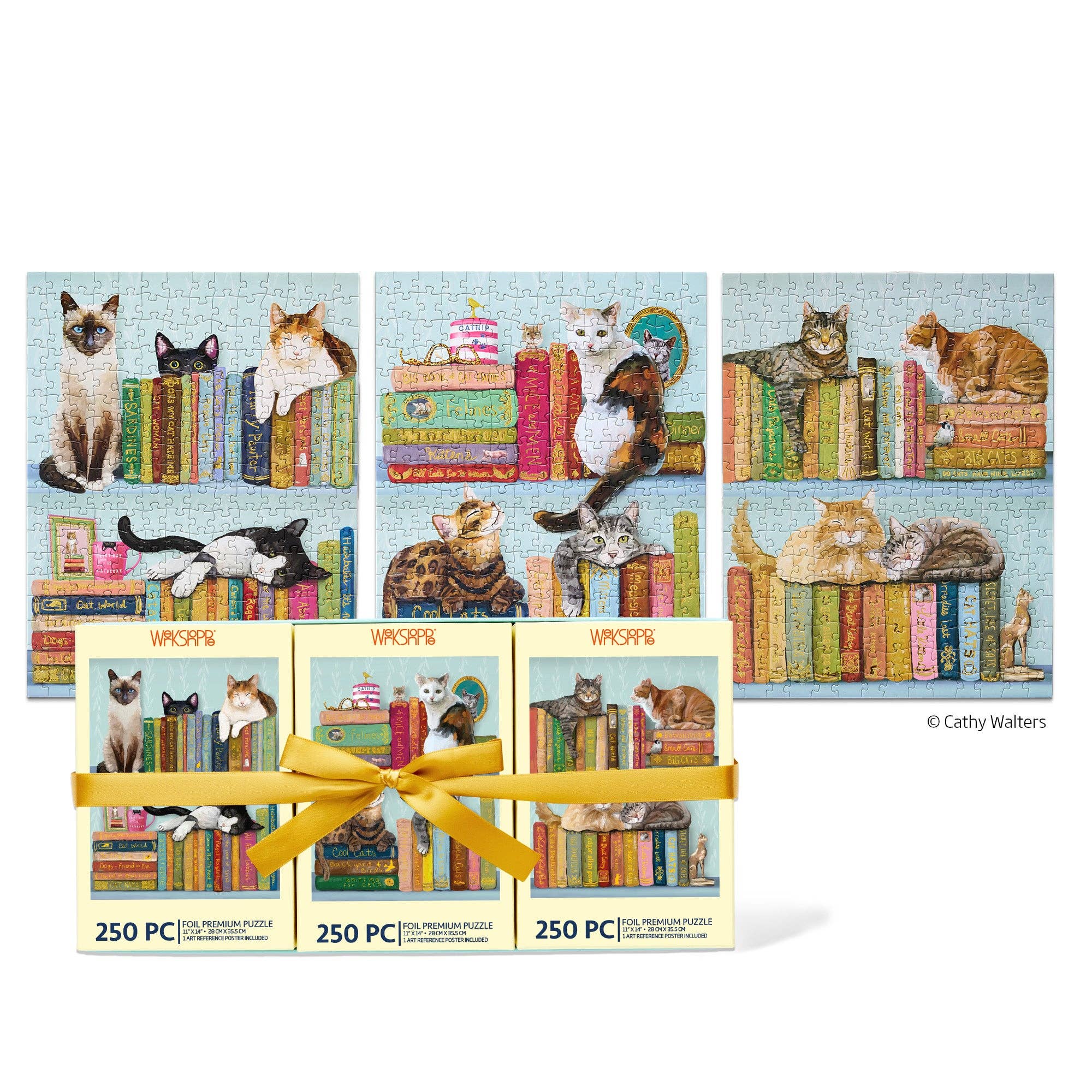 Cats On Books 250 Piece Puzzle Set Cat Lover Gift