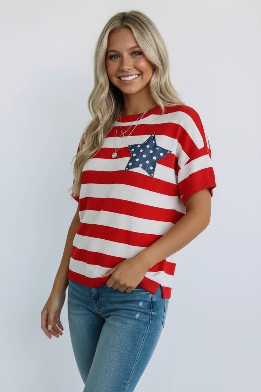 Stripe Star Patch Top