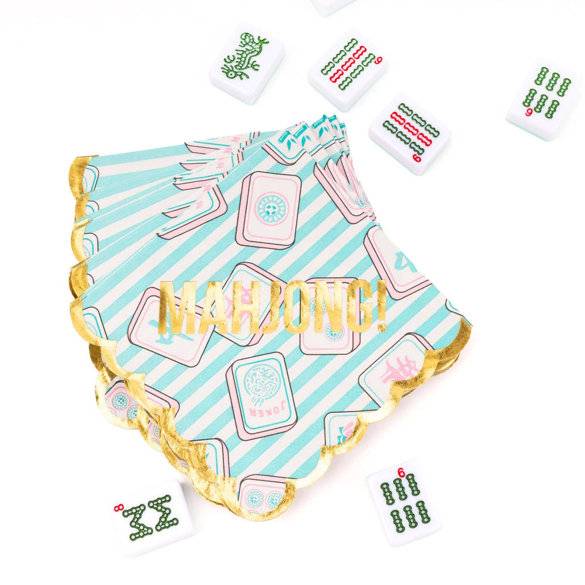 Mahjong Stripe Disposable Beverage Napkins, 16ct