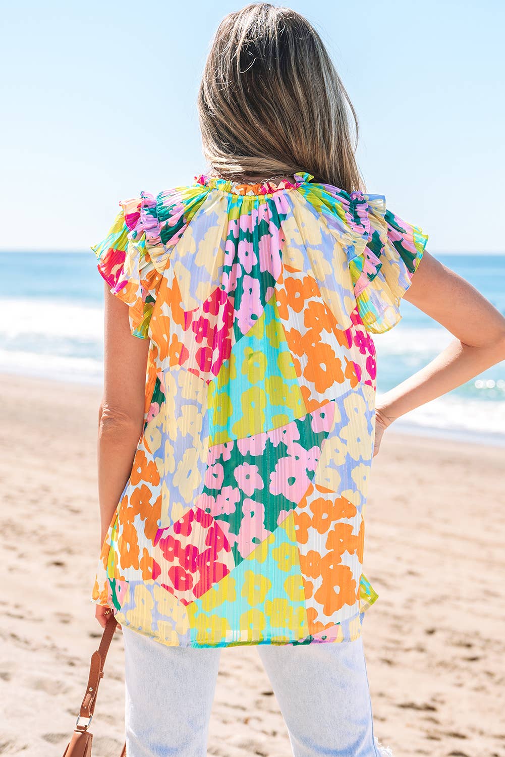Callie | Leopard Flutter Sleeve V Neck Crinkled Blouse