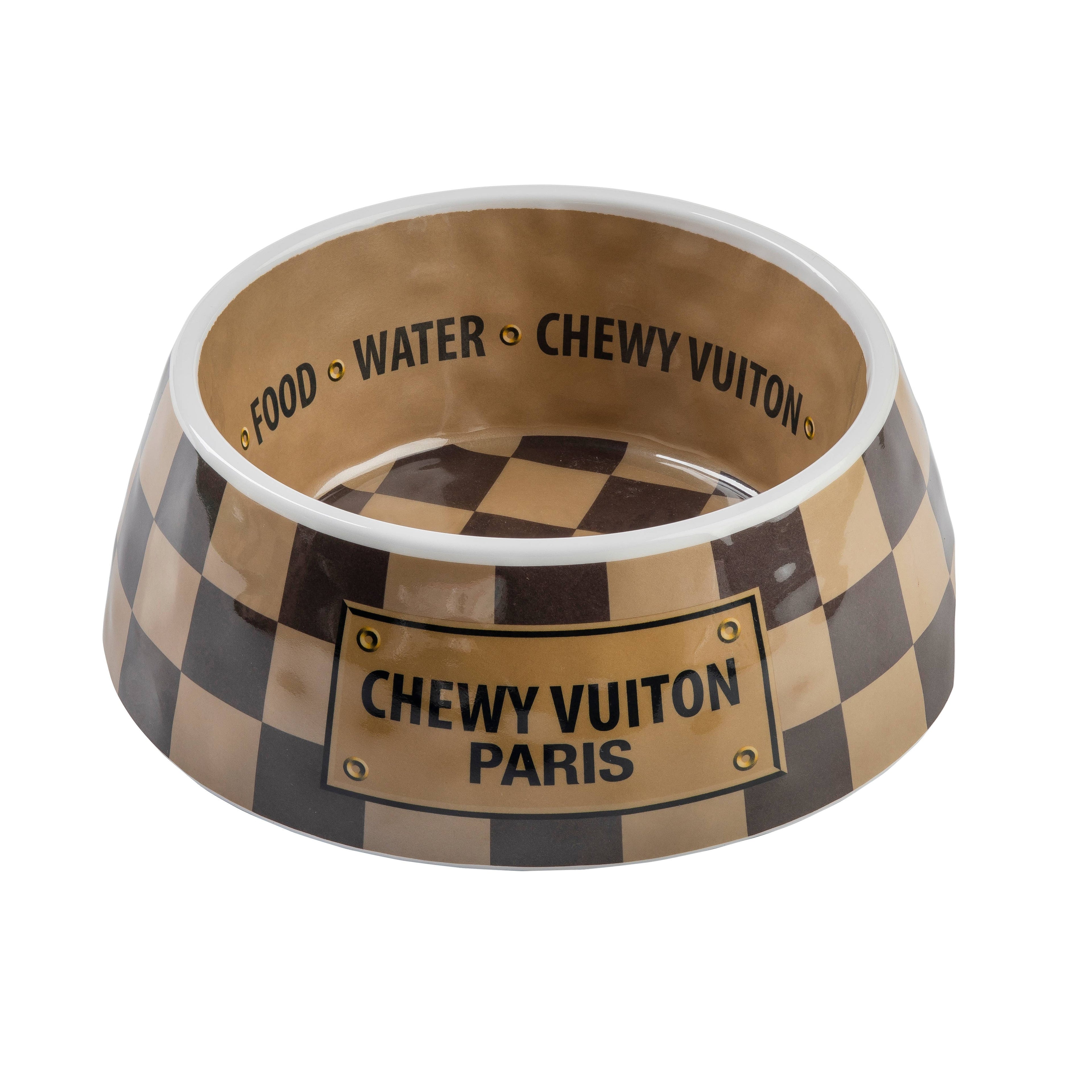 Tan Checker Chewy Vuiton Bowl