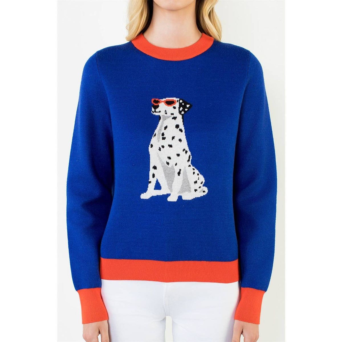 Long Sleeve Dog Print Sweater