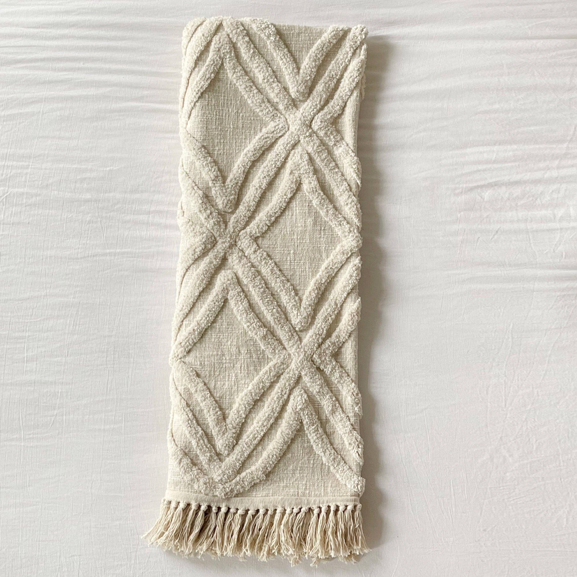 Diamond Tufted Cotton Slub Throw/Blanket