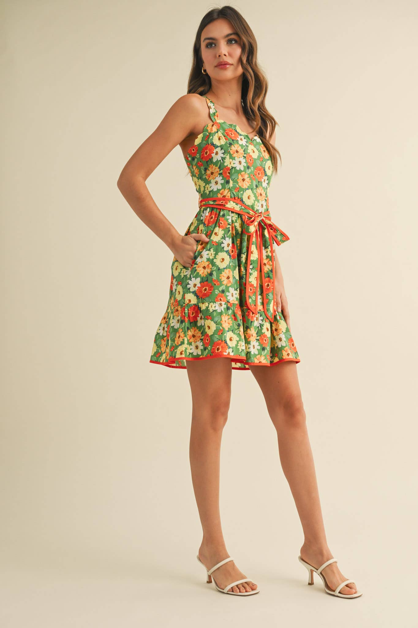 Floral Scalloped Mini Dress