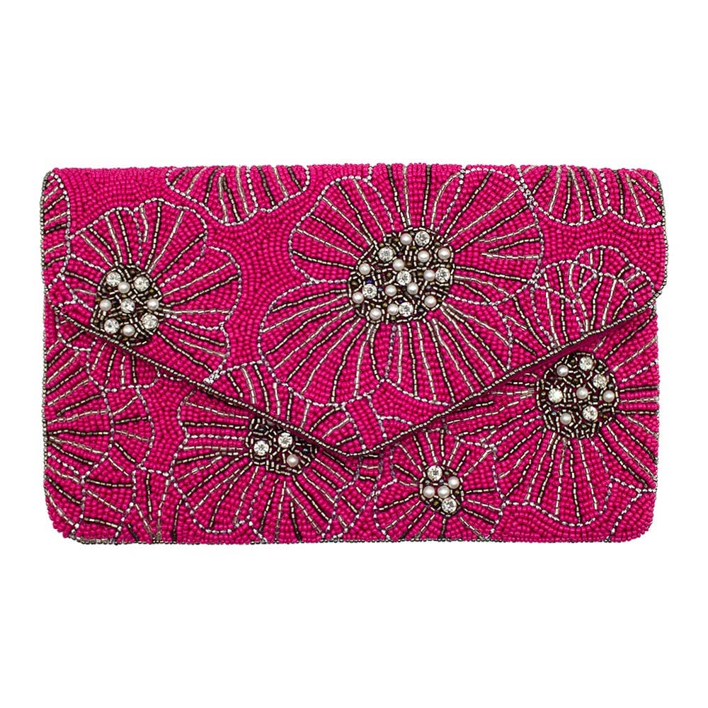Peony Beaded Clutch